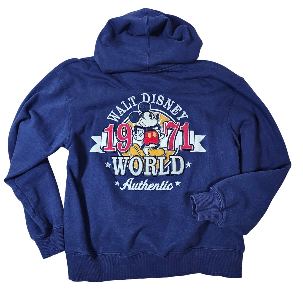 Walt Disney World 1971 Mickey‎ Mouse Zip Up Hoodie Adult Medium Blue Authentic